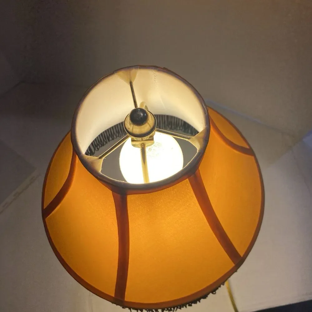 ICONIC YELLOW/BLACK FRINGE FISHNET LEG TABLE LAMP INSPIRED BY A CHRISTMAS STORY